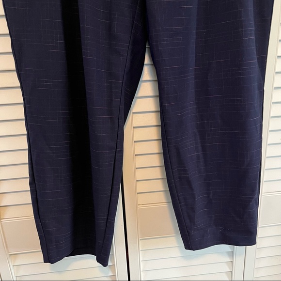 Modcloth Navy Red Trousers Pants XL Career Elastic Waist Pattern Straight Leg - Picture 3 of 9